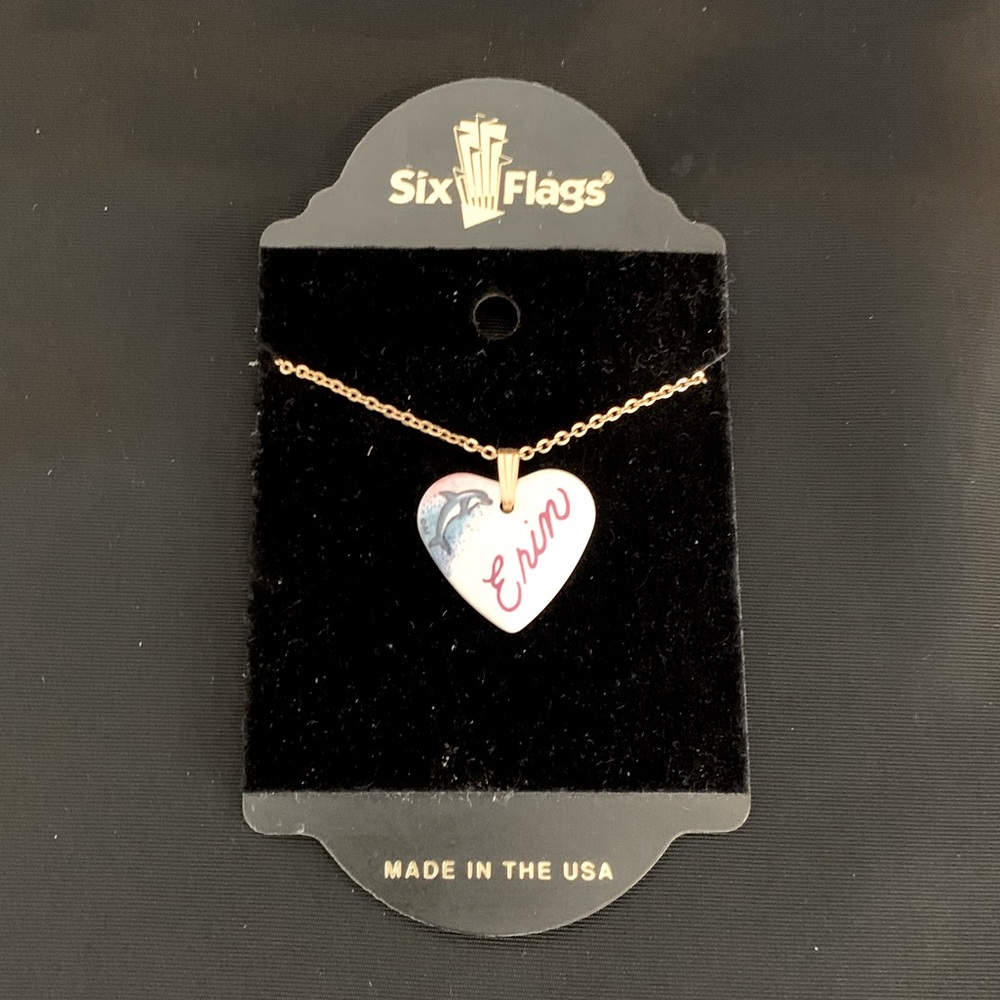 Faux Gold Chain with Ceramic Like Heart “Erin” Charm - COSTUME JEWELRY